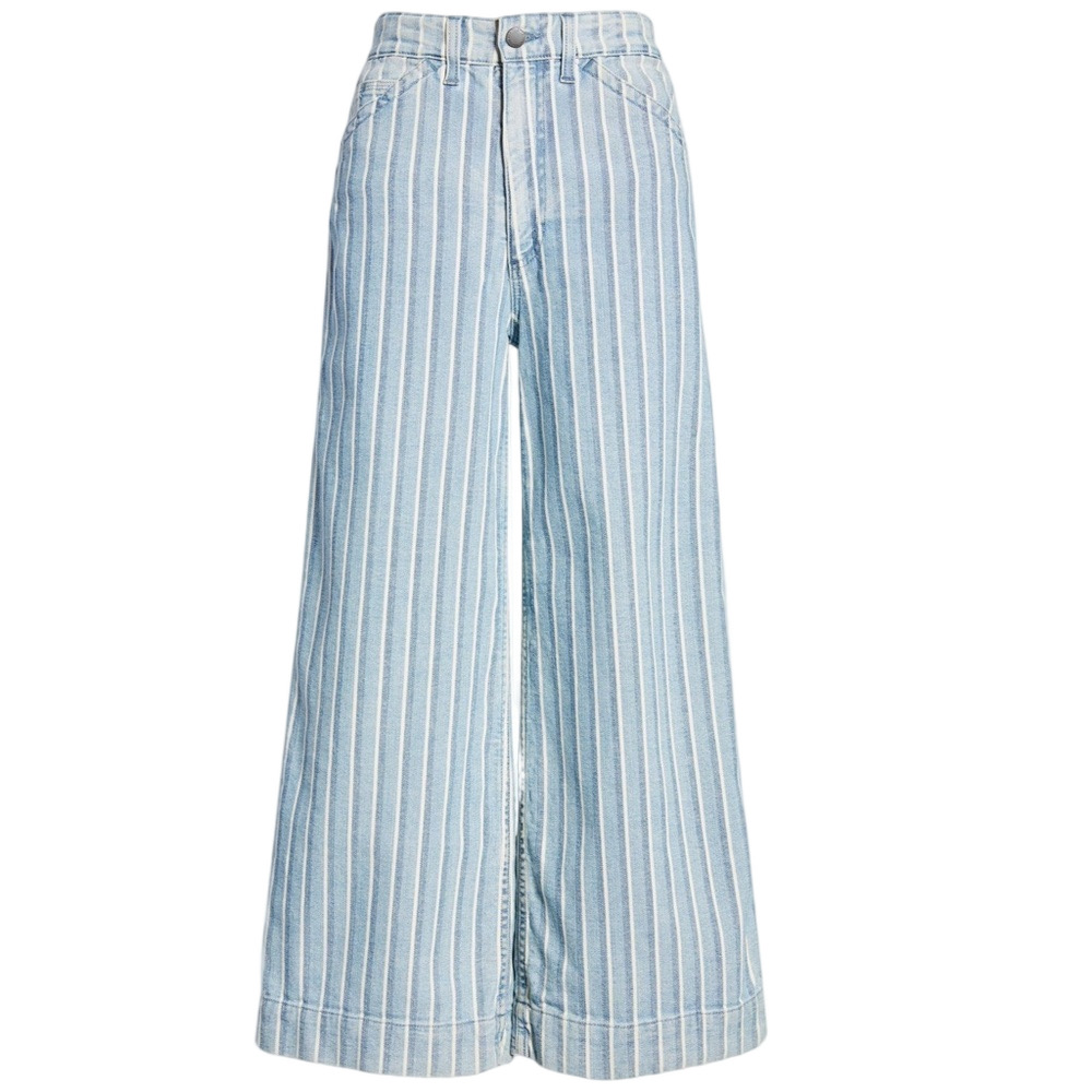 AG Women’s Rosie High Waist Vertical Stripe  Wide Leg Cropped Jeans - Sz 29, NWT